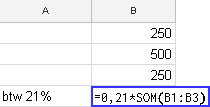 btw formule excel