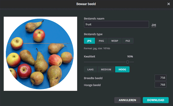 foto rond uitknippen en opslaan