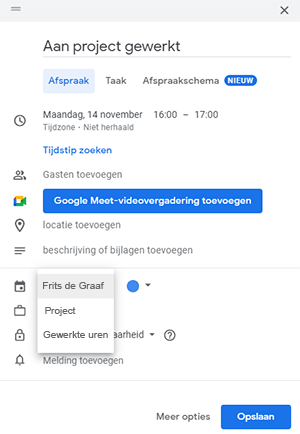 google agenda uren bijhouden