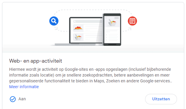 Google zoekgeschiedenis uitzetten