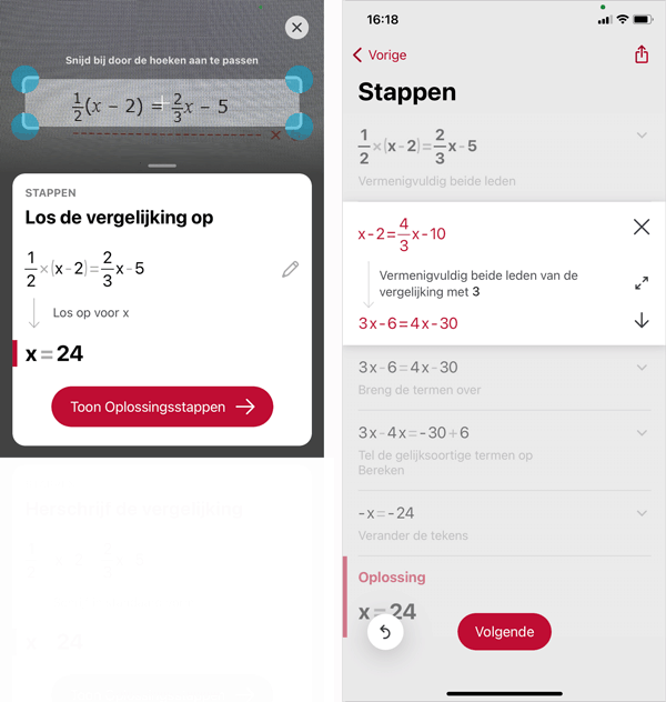 algebraische vergelijkingen oplossen